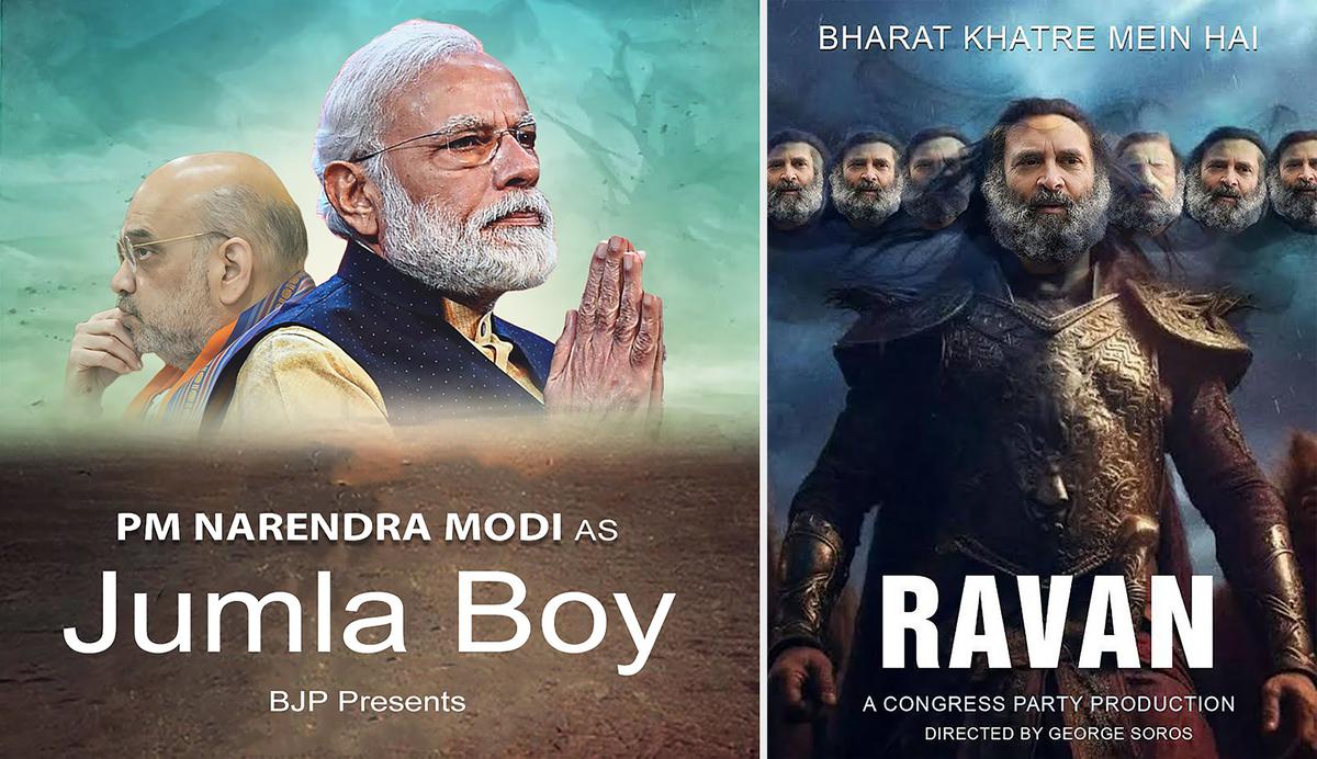 Poster War Erupts as BJP Portrays Rahul as Ravan and Congress Depicts Modi as Daanav