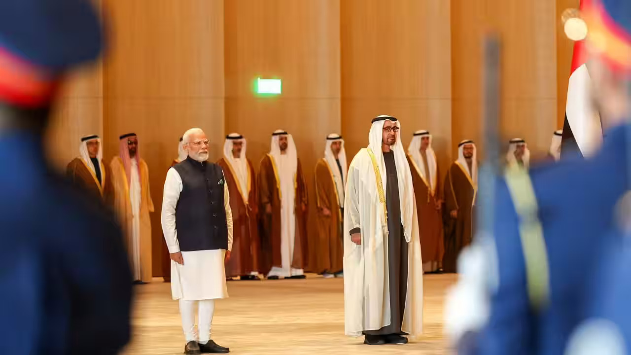 Narendra Modi, the Prime Minister of India in Abu Dubai